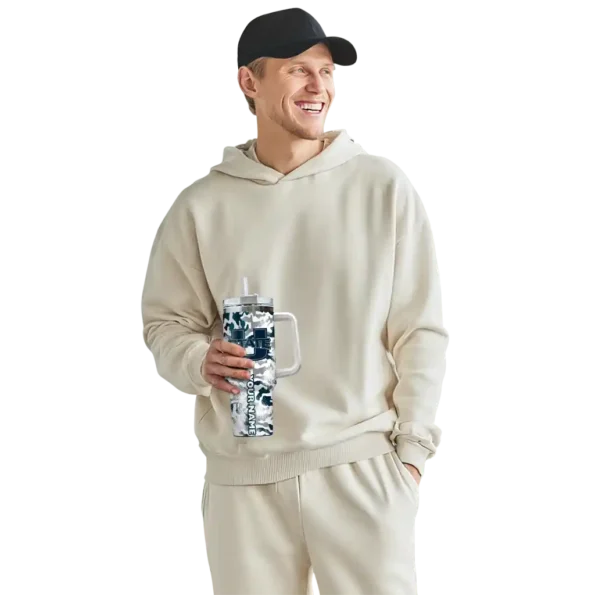 personalized utah state aggies camo mashup navy white curved tumbler top rated.webp