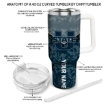 personalized utah state aggies chevron stripe navy curved tumbler best selling.webp
