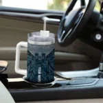 personalized utah state aggies chevron stripe navy curved tumbler best selling.webp