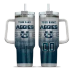 personalized utah state aggies gradient dots navy curved tumbler best selling.webp