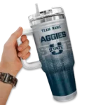personalized utah state aggies gradient dots navy curved tumbler best selling.webp