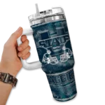 personalized utah state aggies honey streaks navy curved tumbler best selling.webp