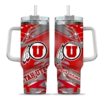 personalized utah utes abstract paths red curved tumbler best selling.webp