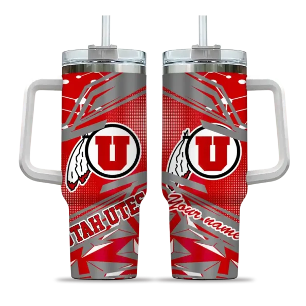 personalized utah utes abstract paths red curved tumbler best selling.webp
