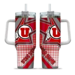 personalized utah utes arrow burst red curved tumbler best selling.webp