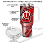 personalized utah utes arrow burst red curved tumbler best selling.webp