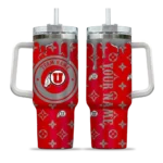 personalized utah utes bullseye drips red curved tumbler best selling.webp