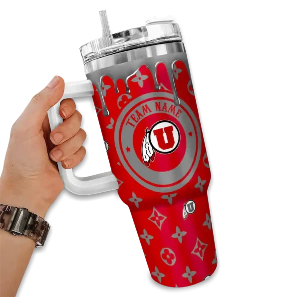 personalized utah utes bullseye drips red curved tumbler fashion forward.webp
