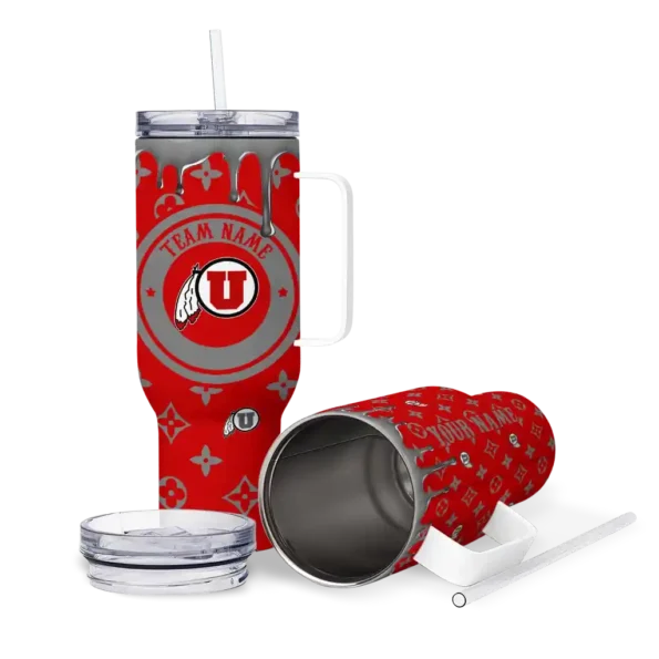 personalized utah utes bullseye drips red curved tumbler high quality.webp