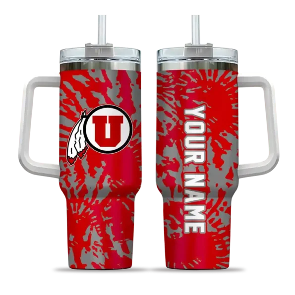 personalized utah utes burst swirl red curved tumbler best selling.webp