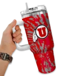 personalized utah utes burst swirl red curved tumbler best selling.webp