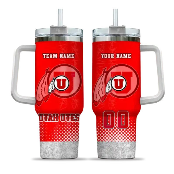 personalized utah utes geometric prism red curved tumbler best selling.webp