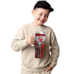 personalized utah utes leopard zipper red curved tumbler best selling.webp