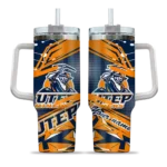 personalized utep miners abstract paths blue curved tumbler best selling.webp