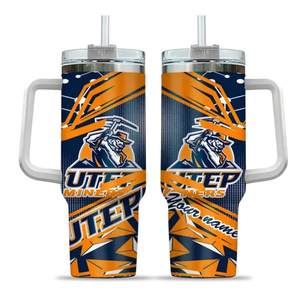 personalized utep miners abstract paths blue curved tumbler best selling.webp