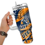personalized utep miners abstract paths blue curved tumbler best selling.webp