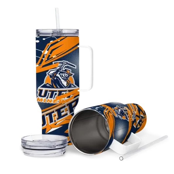 personalized utep miners abstract paths blue curved tumbler high quality.webp