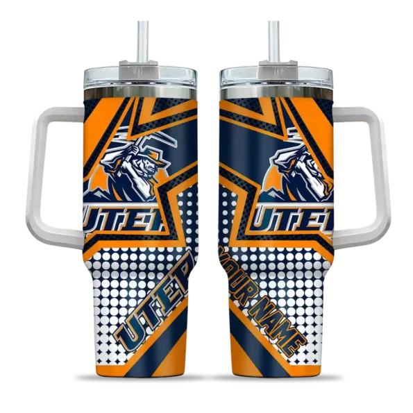 personalized utep miners arrow burst blue curved tumbler best selling.webp