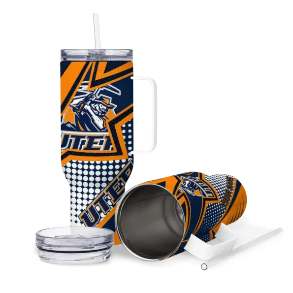 personalized utep miners arrow burst blue curved tumbler high quality.webp
