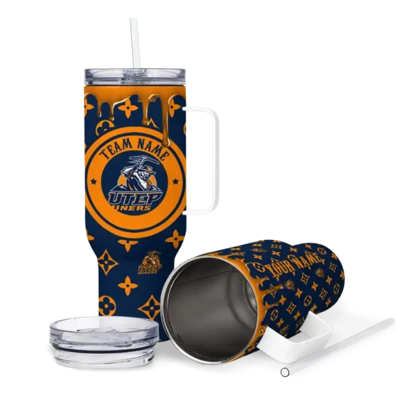 personalized utep miners bullseye drips blue curved tumbler high quality.webp