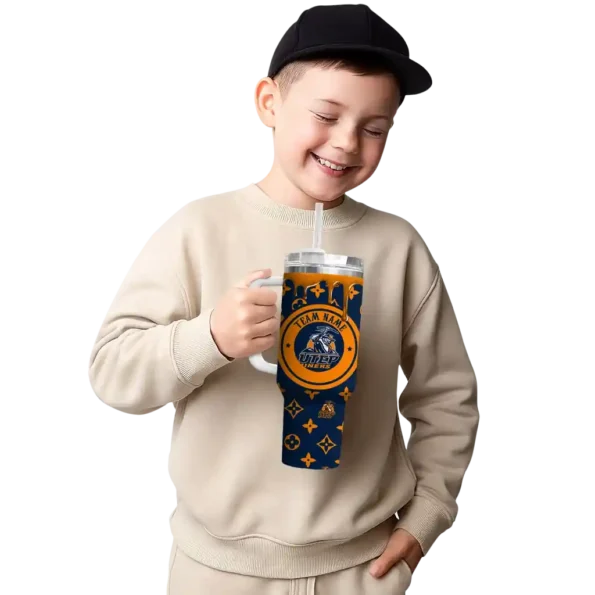 personalized utep miners bullseye drips blue curved tumbler latest model.webp