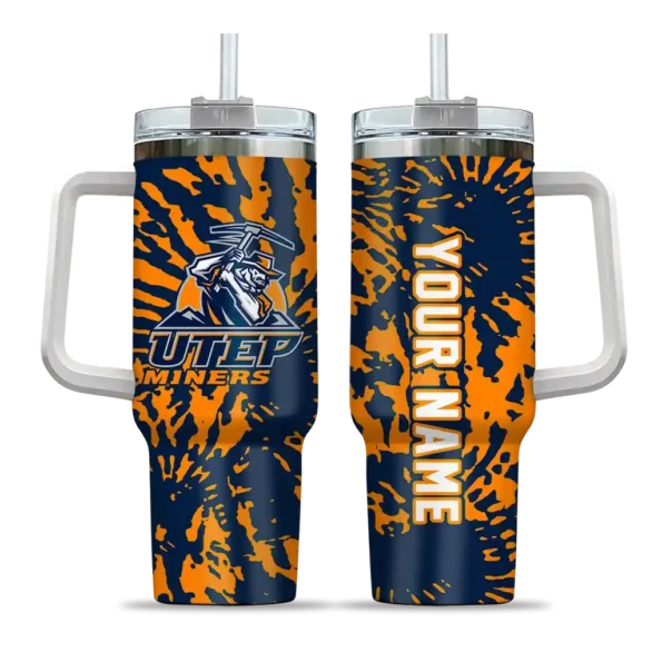 personalized utep miners burst swirl blue curved tumbler best selling.webp