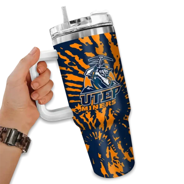 personalized utep miners burst swirl blue curved tumbler fashion forward.webp