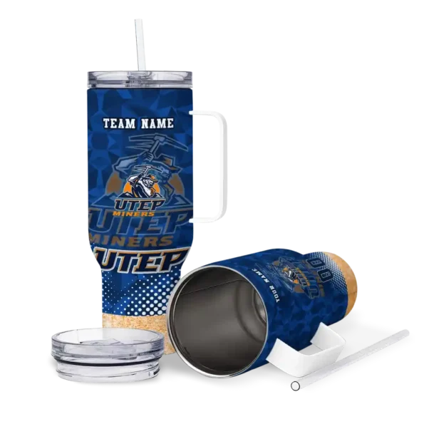 personalized utep miners geometric prism blue curved tumbler high quality.webp