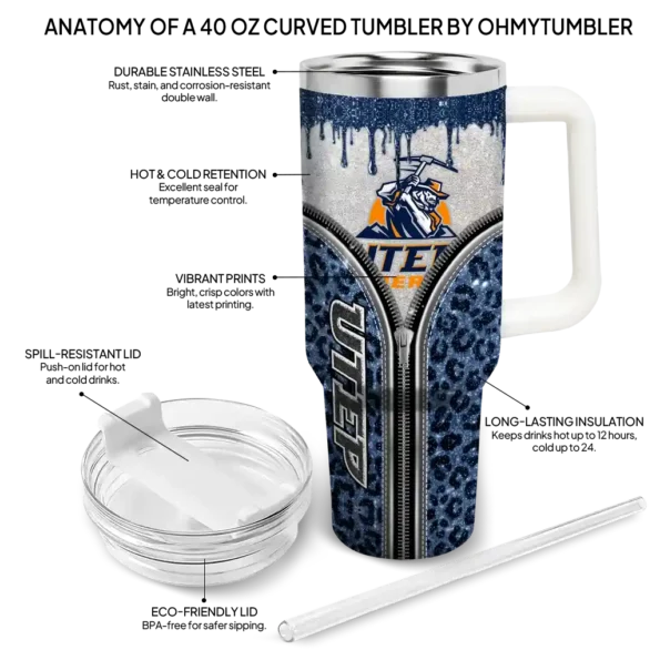 personalized utep miners leopard zipper blue curved tumbler new arrival.webp