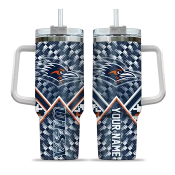 personalized utsa roadrunners chevron angle orange curved tumbler best selling.webp