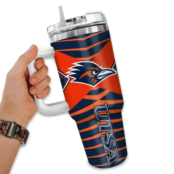 personalized utsa roadrunners chevron layers orange curved tumbler fashion forward.webp
