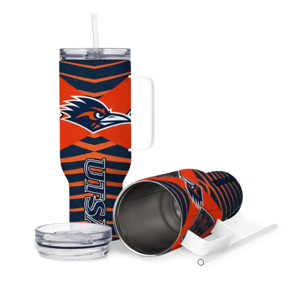 personalized utsa roadrunners chevron layers orange curved tumbler high quality.webp