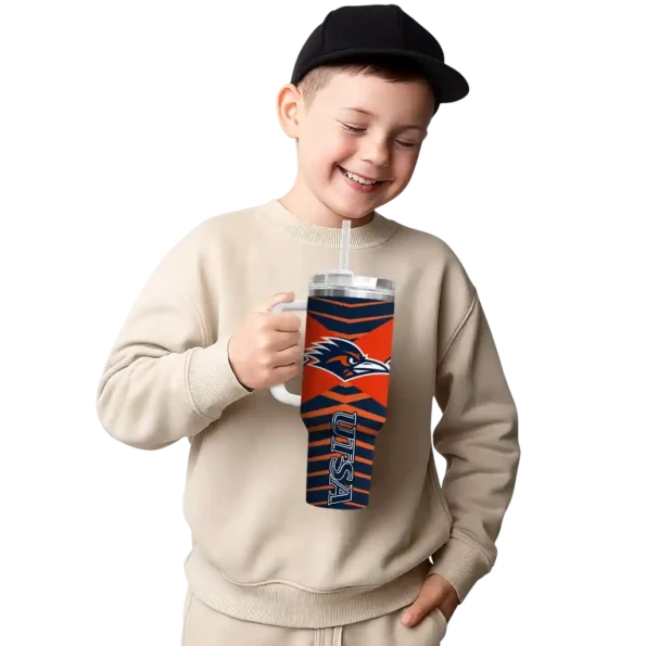 personalized utsa roadrunners chevron layers orange curved tumbler latest model.webp