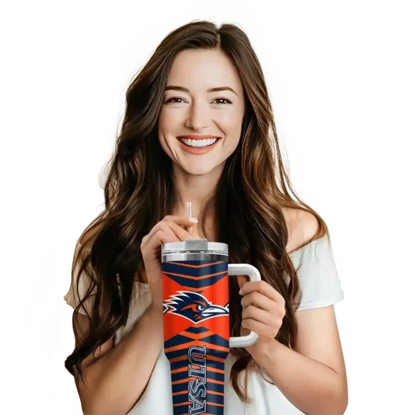personalized utsa roadrunners chevron layers orange curved tumbler premium grade.webp