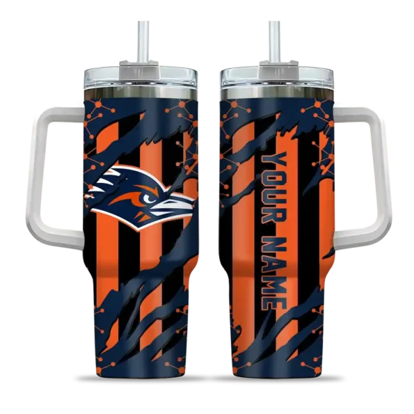 personalized utsa roadrunners claw cut orange black curved tumbler best selling.webp