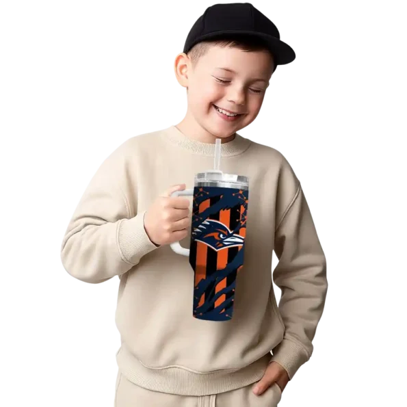 personalized utsa roadrunners claw cut orange black curved tumbler latest model.webp