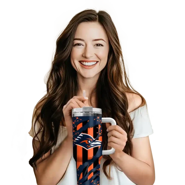 personalized utsa roadrunners claw cut orange black curved tumbler premium grade.webp