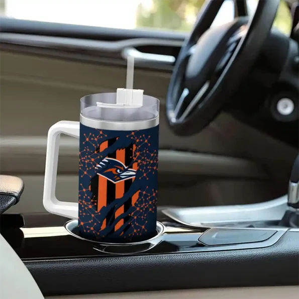personalized utsa roadrunners claw cut orange black curved tumbler trendy.webp