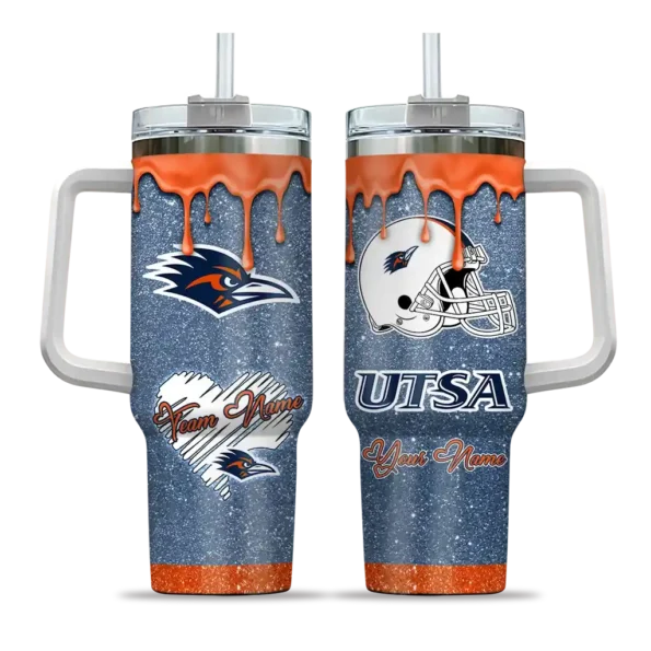 personalized utsa roadrunners heart helmet motif orange curved tumbler best selling.webp