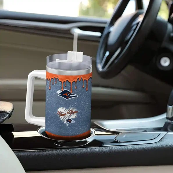 personalized utsa roadrunners heart helmet motif orange curved tumbler trendy.webp