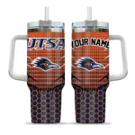 personalized utsa roadrunners hex texture orange curved tumbler best selling.webp