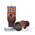 personalized utsa roadrunners hex texture orange curved tumbler best selling.webp