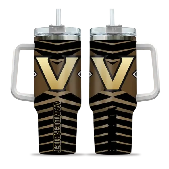 personalized vanderbilt commodores chevron layers black curved tumbler best selling.webp