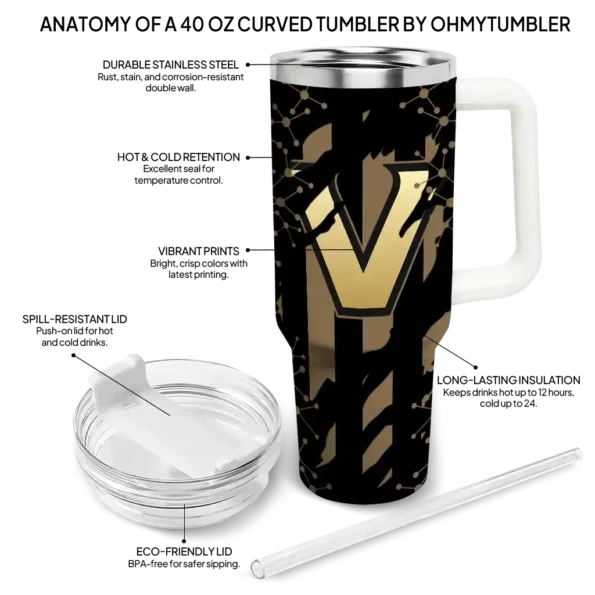 personalized vanderbilt commodores claw cut black curved tumbler new arrival.webp
