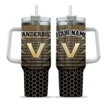 personalized vanderbilt commodores hex texture black curved tumbler best selling.webp