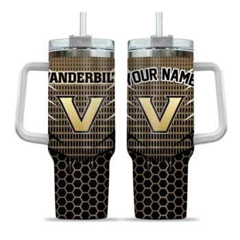 personalized vanderbilt commodores hex texture black curved tumbler best selling.webp