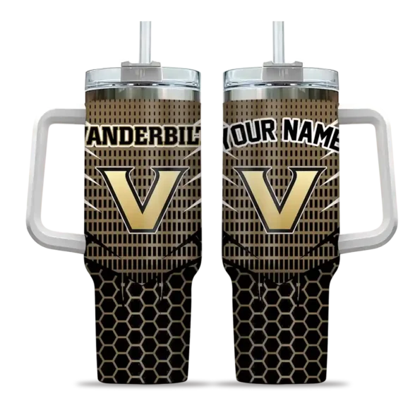 personalized vanderbilt commodores hex texture black curved tumbler best selling.webp