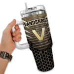 personalized vanderbilt commodores hex texture black curved tumbler best selling.webp