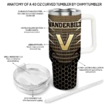 personalized vanderbilt commodores hex texture black curved tumbler best selling.webp