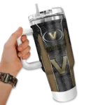 personalized vanderbilt commodores hexagon armor black curved tumbler best selling.webp